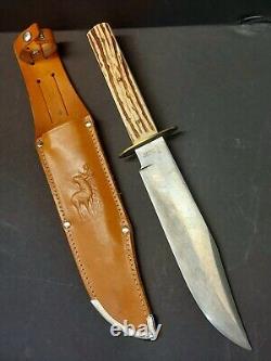 Vintage SOLINGEN Germany 13128 Original Bowie Stag Knife 12 withLeather Sheath