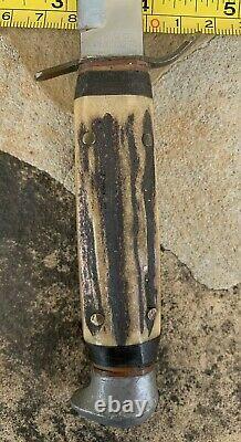 Vintage SOLINGEN IMCO IMPLEMENT CO GERMANY Stag Fixed Blade Old Hunting Knife