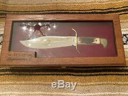 Vintage STAG Western USA Texas Or BustW49 V44 Bowie Hunting Knife Display Case