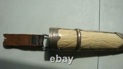 Vintage Scandinavian Mora Fixed Blade Knife with Bone Handle & Scabbard