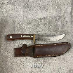 Vintage Schrade Old Timer Model 165 Fixed Blade Knife With Sheath USA hunting