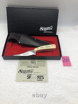 Vintage Schrade Scrimshaw (Bear And Dog) SC205 Fixed Blade Sheath Knife