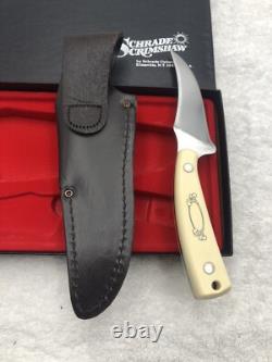 Vintage Schrade Scrimshaw (Bear And Dog) SC205 Fixed Blade Sheath Knife