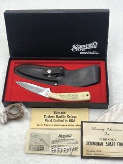 Vintage Schrade Scrimshaw (Deer Head) SC501 Fixed Blade Sheath Knife NIB Made US