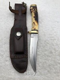 Vintage Schrade USA 153UH Golden Spike Fixed Blade Knife And Sheath