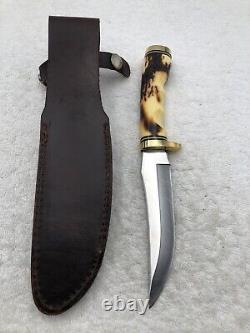 Vintage Schrade USA 153UH Golden Spike Fixed Blade Knife And Sheath