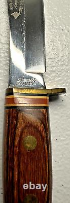 Vintage Sharp Brand Fixed Blade Knife & Leather Sheath Japan Harley Stamped