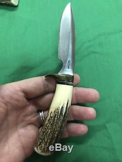 Vintage Small Clyde Fischer stag hunting knife