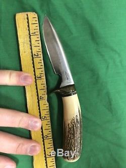 Vintage Small Clyde Fischer stag hunting knife