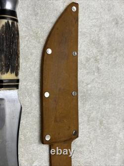 Vintage Solingen Olsen CO. 2700 Fixed 5 Blade Knife Original Buffalo skinner