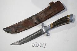 Vintage Solingen Stag Hunting Knife RARE Integral Aluminum Hilt Fighting Knife