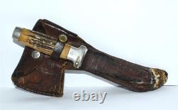 Vintage Stag Case XX Fixed Blade Knife & Hatchet Combo withLeather Sheath