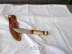 Vintage Stag Handle Marbles Gladstone Mich Woodcraft Hunting Knife & Sheath