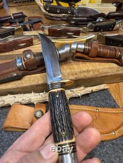 Vintage Stag Handle Western S-H 66 Fixed Blade Hunting Knife Stainless USA Made Vintage Stag Handle Western S-H 66 Fixed Blade Hunting Knife Stainless USA Made