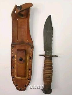 Vintage Survival Camillus Knife 5 Blade With Leather Sheath 1957 1961 N. Y