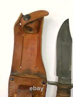 Vintage Survival Camillus Knife 5 Blade With Leather Sheath 1957 1961 N. Y