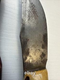 Vintage Swedish Antler Handle Hunting Skinning Knife Faint Sandvik Sweden Mark