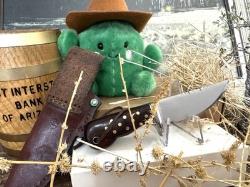 Vintage Tim LIVELY KNIFEWORKS Wood & Brass Handle Fixed Blade Knife w Sheath