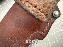 Vintage Tim LIVELY KNIFEWORKS Wood & Brass Handle Fixed Blade Knife w Sheath