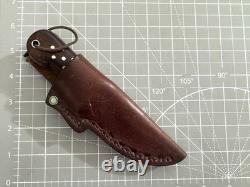 Vintage Tim LIVELY KNIFEWORKS Wood & Brass Handle Fixed Blade Knife w Sheath