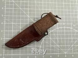 Vintage Tim LIVELY KNIFEWORKS Wood & Brass Handle Fixed Blade Knife w Sheath
