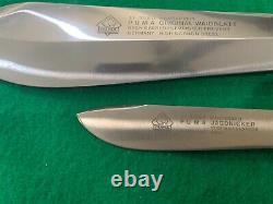 Vintage Twin Set Puma Stag Handle Waidbesteck Knife Set Cert, Sheath & Wood Bx