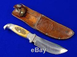 Vintage US Custom Hand Made RUANA Low S Stamped Hunting Knife with Sheath