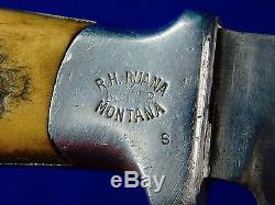 Vintage US Custom Hand Made RUANA Low S Stamped Hunting Knife with Sheath
