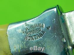 Vintage US Custom Hand Made RUANA M Stamped Hunting Knife with Sheath