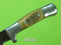 Vintage US Custom Made RUANA M Stamped 9 Blade Hunting Knife & Sheath