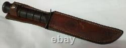 Vintage USMC KaBar Marine Corp Fighting Utility Knife Leather Sheath Olean NY