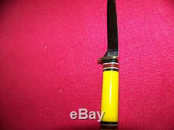 Vintage Unsed Small 28 Western Bird & Trout Yellow Handle Hunting Knife WithSheath
