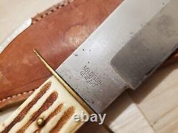 Vintage Voos Schlieper THE ORIGINAL BOWIE KNIFE 12 Faux Stag Bone Fixed