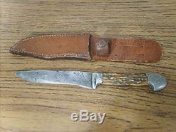 Vintage W. R. Case & Sons Pre WWII Fixed Blade Stag Hunting Sheath Knife 9-1/4