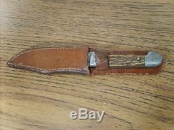 Vintage W. R. Case & Sons Pre WWII Fixed Blade Stag Hunting Sheath Knife 9-1/4