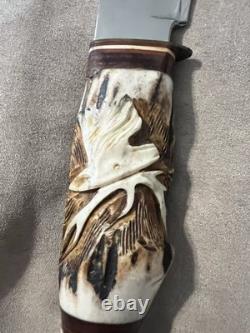 Vintage W. Willms Bowie Hand Carved Stag Piggyback Germany Knife Hunting Set