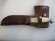 Vintage WESTERN BOULDER COLO. KNIFE-AXE hunting knife in leather scabbard