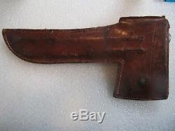 Vintage WESTERN BOULDER COLO. KNIFE-AXE hunting knife in leather scabbard
