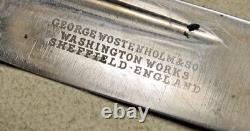 Vintage WOSTENHOLM Sheffield Leather Handle NIMROD Hunting Knife with Sheath