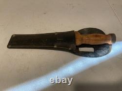Vintage WW2 Fixed Blade Hunting Knife Wood Handle Leather Sheath Survival Tool