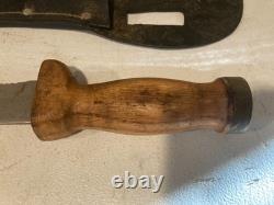Vintage WW2 Fixed Blade Hunting Knife Wood Handle Leather Sheath Survival Tool