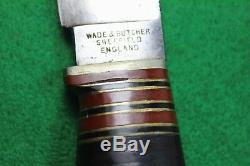 Vintage Wade and Butcher BooneHunting Fighting Knife with Sheath Sheffield, Eng