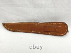 Vintage Western 7 1/4 White Hunting Knife with Leather Sheath Boulder Colorado