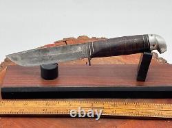 Vintage Western Baby Shark Fighting knife with Stacked Leather Handle-2869.24