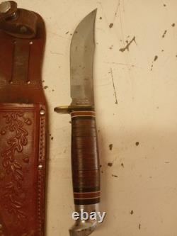 Vintage Western Boulder Colo. L66 Fixed Blade Knife & Hatchet Axe Combo withSheath