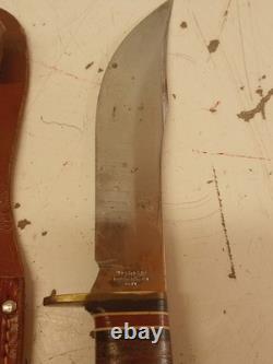 Vintage Western Boulder Colo. L66 Fixed Blade Knife & Hatchet Axe Combo withSheath