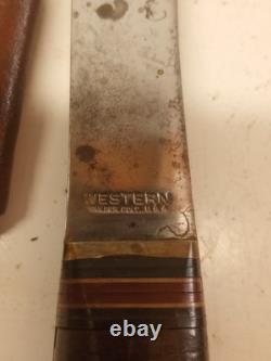 Vintage Western Boulder Colo. L66 Fixed Blade Knife & Hatchet Axe Combo withSheath