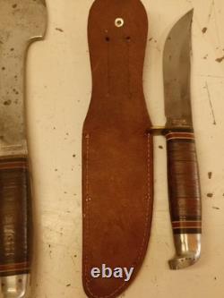 Vintage Western Boulder Colo. L66 Fixed Blade Knife & Hatchet Axe Combo withSheath