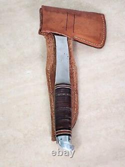 Vintage Western Boulder Colorado L66 Fixed Blade Knife & Hatchet Combo With Sheath