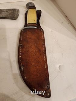 Vintage Western Boulder Fixed Blade Knife Hatchet Axe Combo 1967479